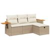 vidaXL 4-tlg. Garten-Sofagarnitur mit Kissen Beige Poly Rattan