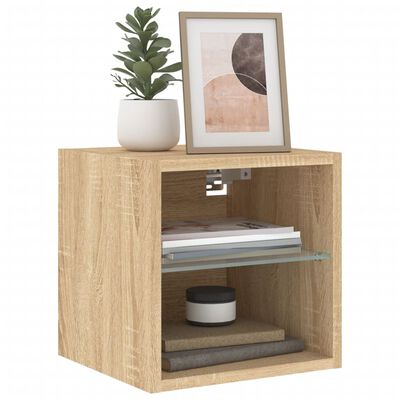 vidaXL TV-Wandschrank mit LED-Leuchten Sonoma-Eiche 30x28,5x30 cm