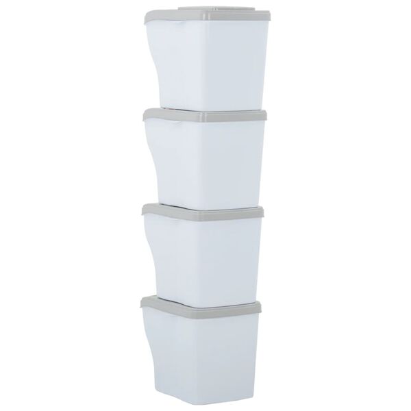 vidaXL Stapelbare M&uuml;lleimer 4 Stk. 80 L Wei&szlig;