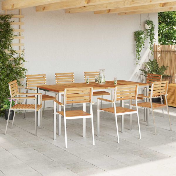vidaXL Garten Essgruppe 9 pcs Braun Massivholz Teak
