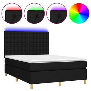 vidaXL Boxspringbett mit Matratze & LED Schwarz 140x190 cm Stoff