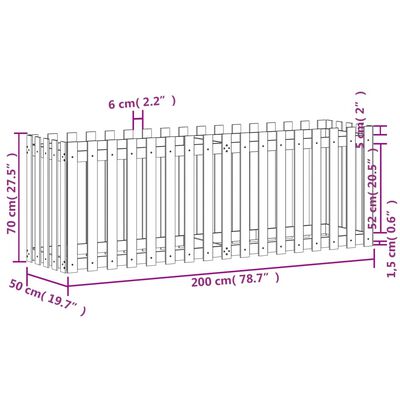 vidaXL Hochbeet Lattenzaun-Design 200x50x70 cm Kiefernholz Imprägniert