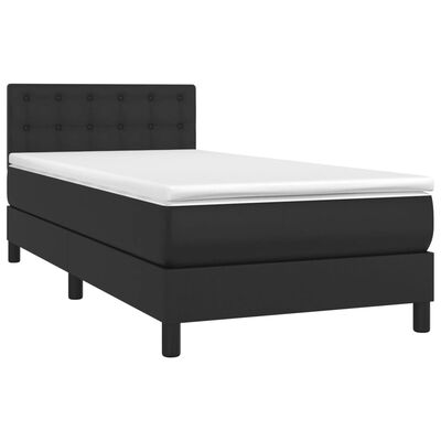 vidaXL Boxspringbett mit Matratze & LED Schwarz 90x200 cm Kunstleder