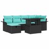 vidaXL Garten-Sofa-Set mit Kissen 7 pcs Schwarz Poly Rattan