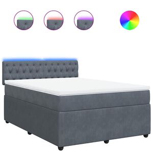vidaXL Boxspringbett mit Matratze Dunkelgrau 140x200 cm Samt