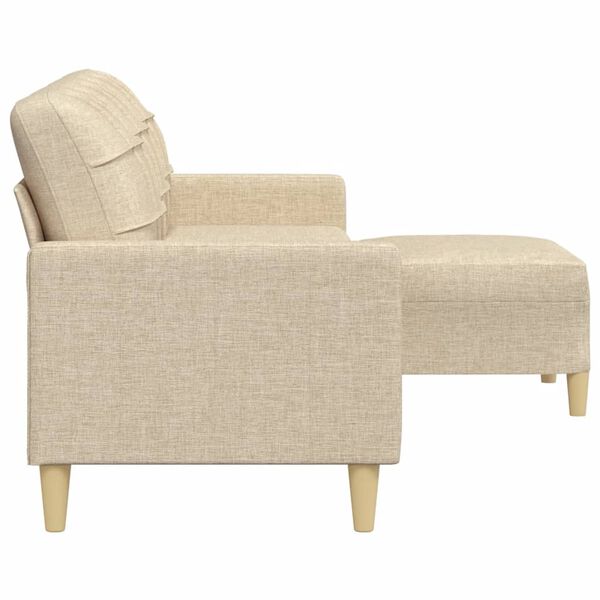 vidaXL 3-Sitzer-Sofa mit Hocker Creme 210 cm Stoff