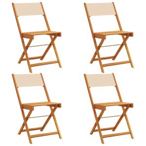 vidaXL Gartenst&uuml;hle 4 Stk. Klappbar Beige Stoff und Massivholz