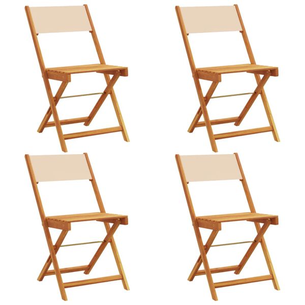 vidaXL Gartenst&uuml;hle 4 Stk. Klappbar Beige Stoff und Massivholz
