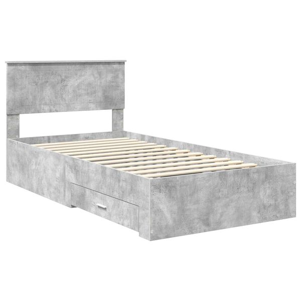 vidaXL Bettrahmen mit Kopfteil Beton Grau 100 x 200 cm Holzwerkstoff