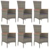 vidaXL 7-tlg. Garten-Essgruppe mit Kissen Grau Poly Rattan