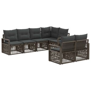 vidaXL Gartensofa-set 7 stk. 7-Sitzer Grau Poly-Rattan