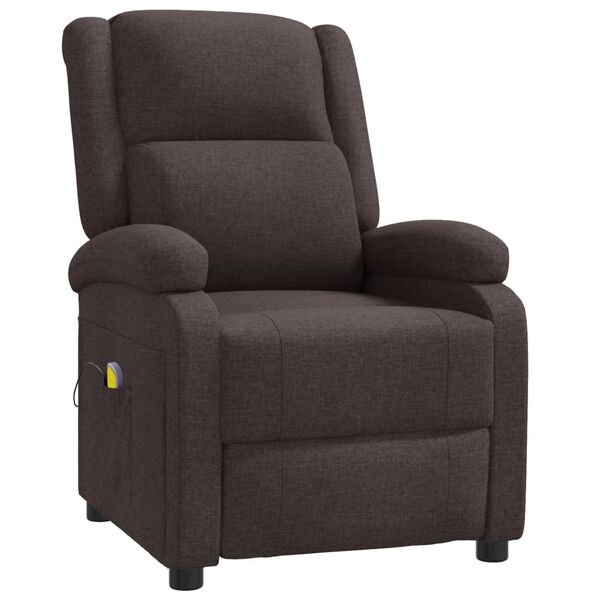 vidaXL Ohrensessel mit Massagefunktion Dunkelbraun Stoff