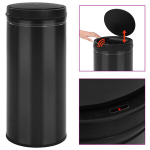 vidaXL Automatischer Sensor-M&uuml;lleimer 80 L Kohlenstoffstahl Schwarz