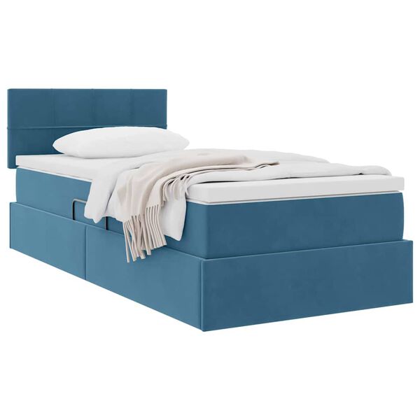 vidaXL Aufbewahrungsbett mit Matratze Dunkelblau 90 x 200 cm Samt