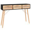 vidaXL Konsolentisch Schwarz 105x30x75cm Massivholz Natur-Rattan
