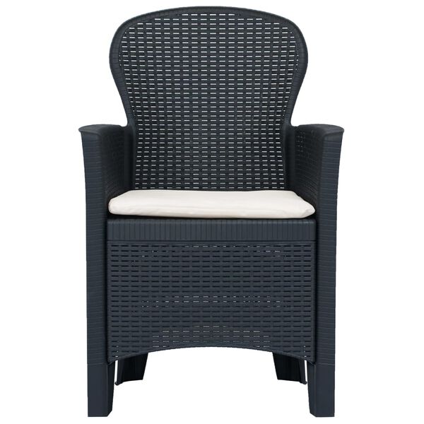 vidaXL 5-tlg. Garten-Essgruppe Kunststoff Rattan Anthrazit