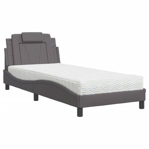 vidaXL Bett "Viana" mit Matratze Grau 90x200 cm Kunstleder