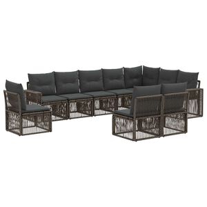 vidaXL Gartensofa-set 10 stk. Grau und Dunkelgrau Poly-Rattan