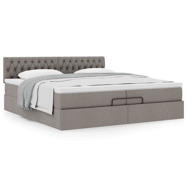 vidaXL Ottoman-Bett mit Matratze Taupe 200x200 cm Stoff
