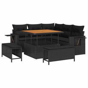 vidaXL Gartensofa-set 9 stk. 8-Sitzer Schwarz Poly-Rattan