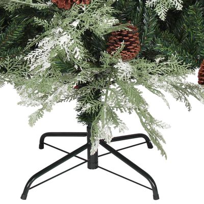 vidaXL Weihnachtsbaum mit Zapfen Grün und Weiß 150 cm PVC & PE