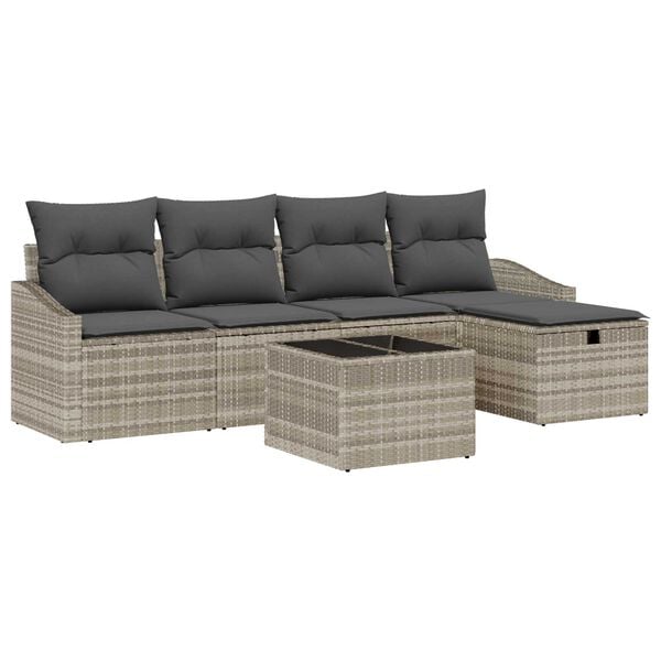 vidaXL Sofa Set mit Kissen 6 pcs Poly-Rattan