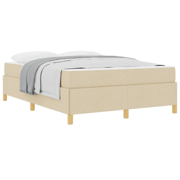 vidaXL Bettrahmen mit Matratze Creme 140 x 200 cm Stoff