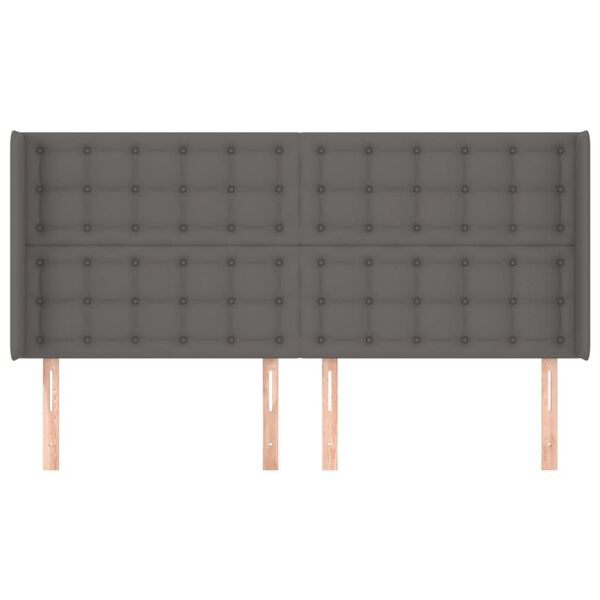 vidaXL Kopfteil mit Ohren Grau 163x16x118/128 cm Kunstleder