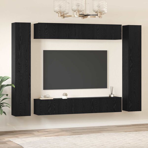 vidaXL TV-Schrankset 10 pcs Schwarz Eichen-Optik Holzwerkstoff