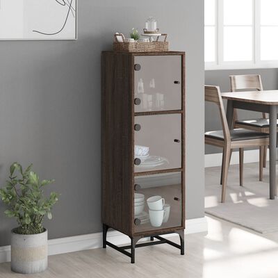 vidaXL Highboard mit Glastüren Braun Eichen-Optik 35x37x120 cm