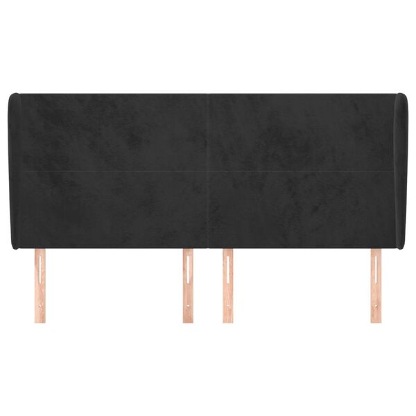 vidaXL Kopfteil mit Ohren Schwarz 203x23x118/128 cm Samt