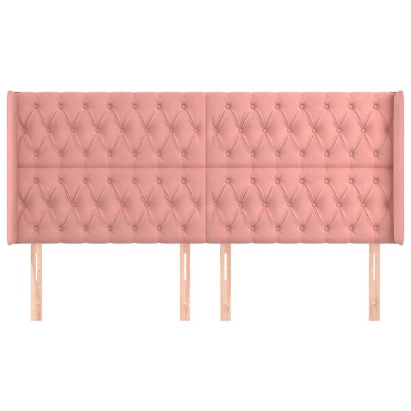 vidaXL Kopfteil mit Ohren Rosa 203x16x118/128 cm Samt