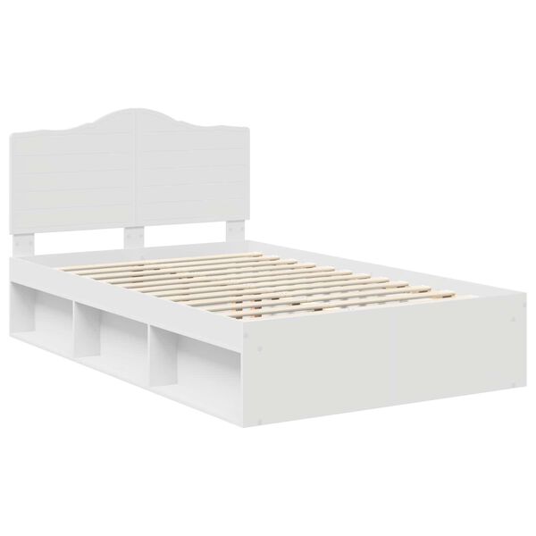vidaXL Bettrahmen mit Kopfteil Wei&szlig; 135 x 190 cm Massives Kiefernholz