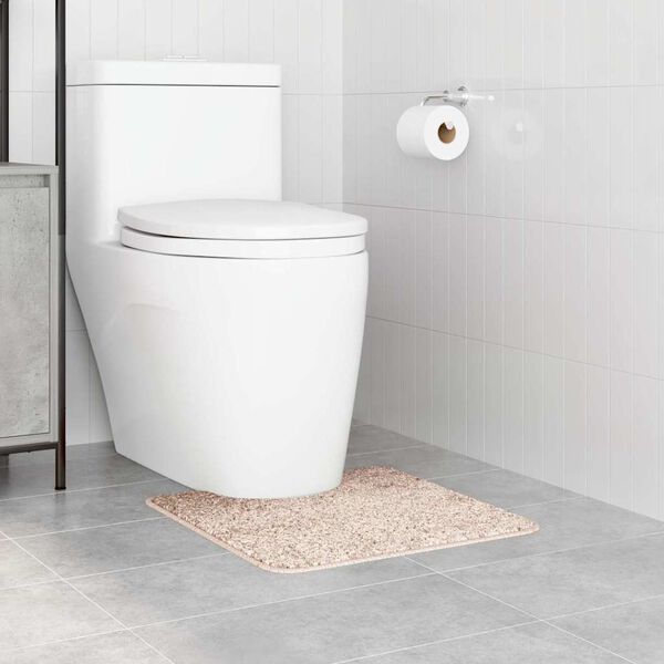 vidaXL Rutschfeste Badematte mit Toilettenausschnitt Creme 50 x 50 cm