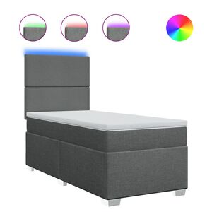 vidaXL Boxspringbett mit Matratze Dunkelgrau 80x200 cm Stoff