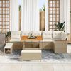vidaXL Gartensofa-set mit Kissen 9 pcs Beige Poly Rattan