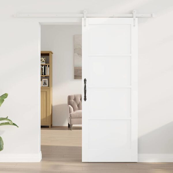 vidaXL Schiebet&uuml;r ORKDAL Wei&szlig; 78 x 202 cm Massives Kiefernholz