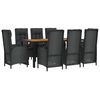 vidaXL 9-tlg. Garten-Essgruppe mit Kissen Schwarz Poly Rattan