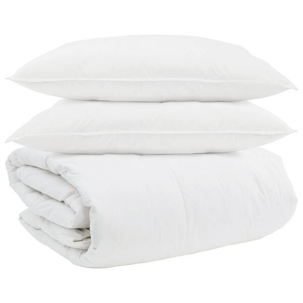 vidaXL Bettdecken Set mit Kissen 3 pcs Wei&szlig; Daunenfeder