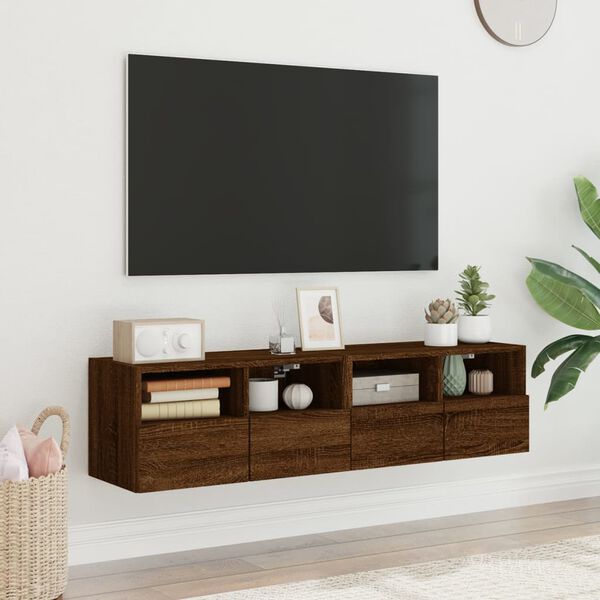 vidaXL TV-Wandschr&auml;nke 2 Stk. Braun Eiche-Optik 60x30x30 cm