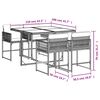 vidaXL 5-tlg. Garten-Essgruppe mit Kissen Grau Poly Rattan