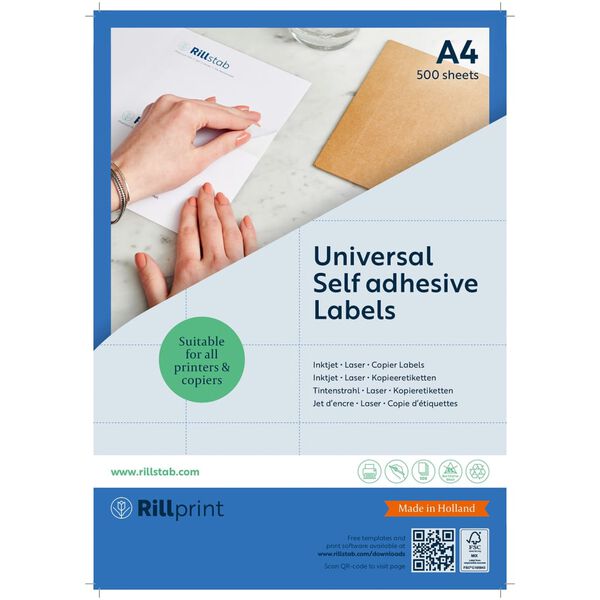 rillprint Selbstklebende Aufkleber Etiketten 105x148 mm 500 Blatt Wei&szlig;