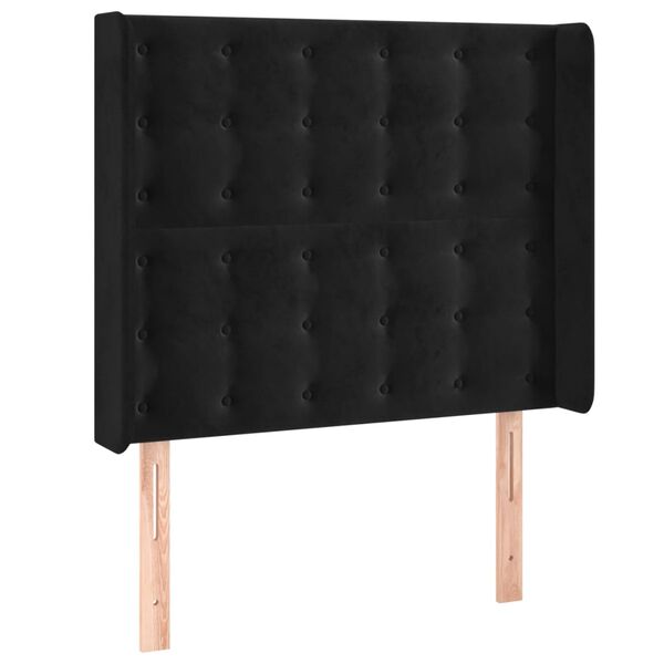 vidaXL LED Kopfteil Schwarz 93x16x118/128 cm Samt