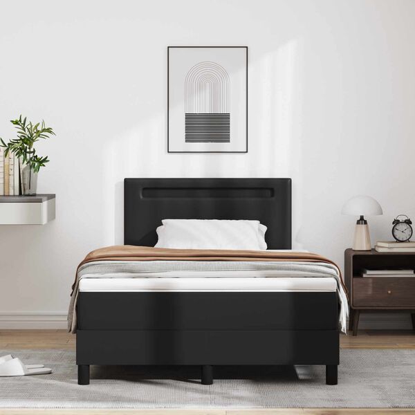 vidaXL Boxspringbett mit Matratze Schwarz 120 x 190 cm Kunstleder