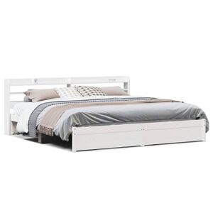 vidaXL Bettgestell mit Kopfteil ohne Matratze Wei&szlig; 200x200 cm