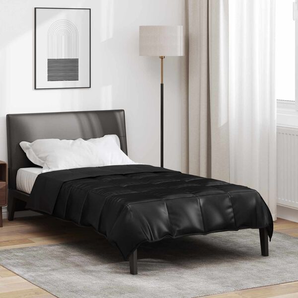 vidaXL Ganzjahresbettdecke Schwarz 140 x 200 cm Satin und Mikrofaser