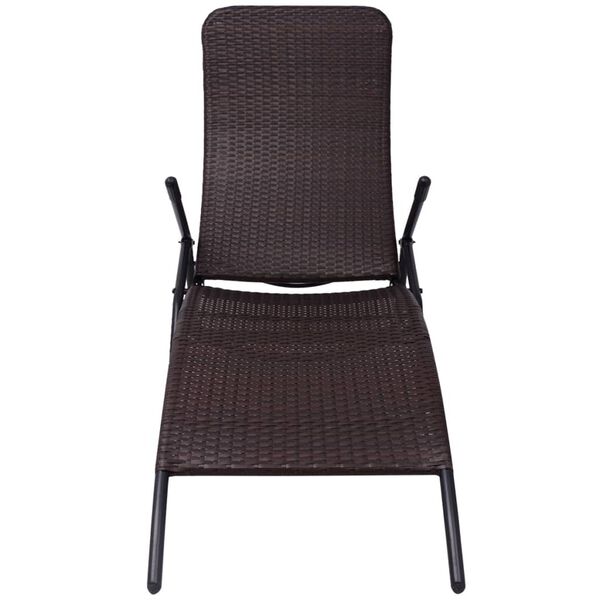 vidaXL Sonnenliege Klappbar Poly Rattan Brown
