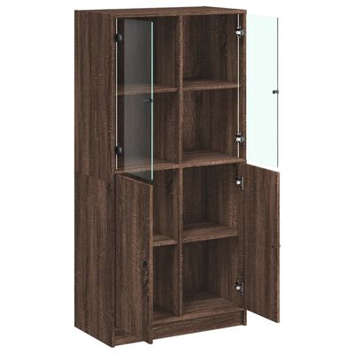 vidaXL Highboard mit Türen Braun Eiche-Optik 68x37x142cm Holzwerkstoff