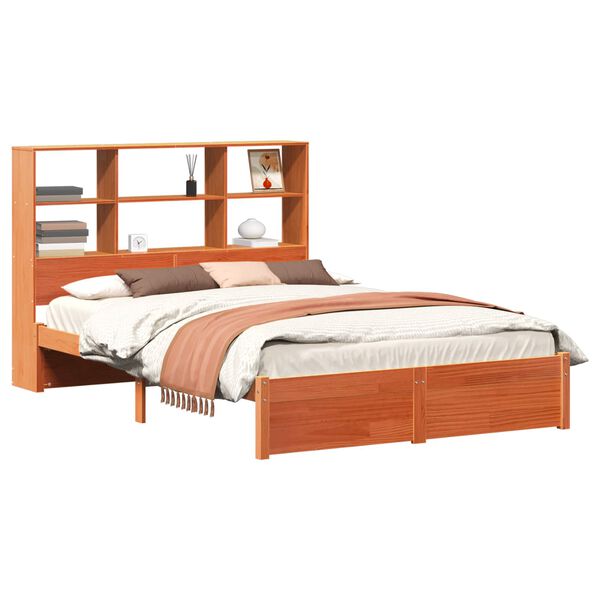 vidaXL Bettgestell mit Aufbewahrungskopfteil 2 pcs Wachsbraun