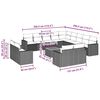 vidaXL 14-tlg. Garten-Sofagarnitur mit Kissen Schwarz Poly Rattan